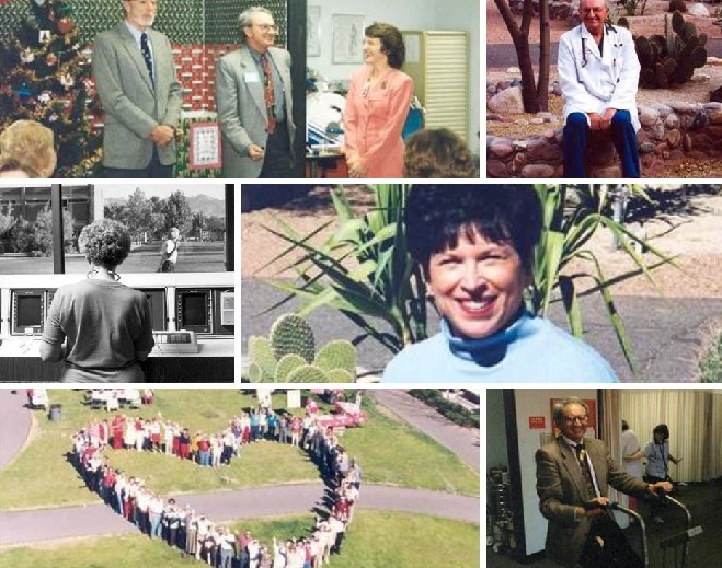 Collage histórico de profesionales de salud