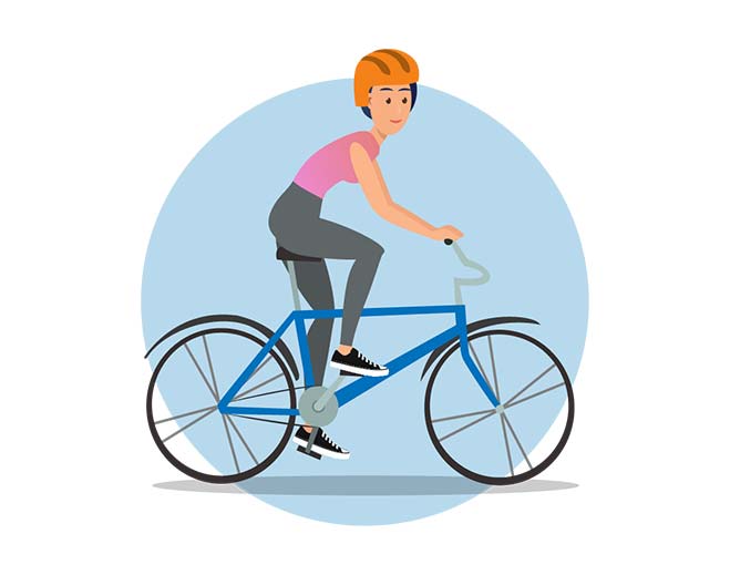 woman riding bike icon